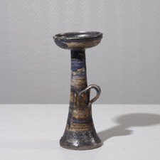 Claire Berger at La Borne, hand candlestick in Puisaye stoneware, France, 1970s