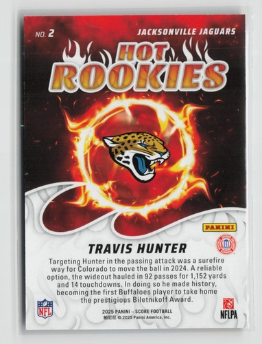 2025 Panini Score TRAVIS HUNTER Hot Rookies RC #2 - Picture 2 of 2