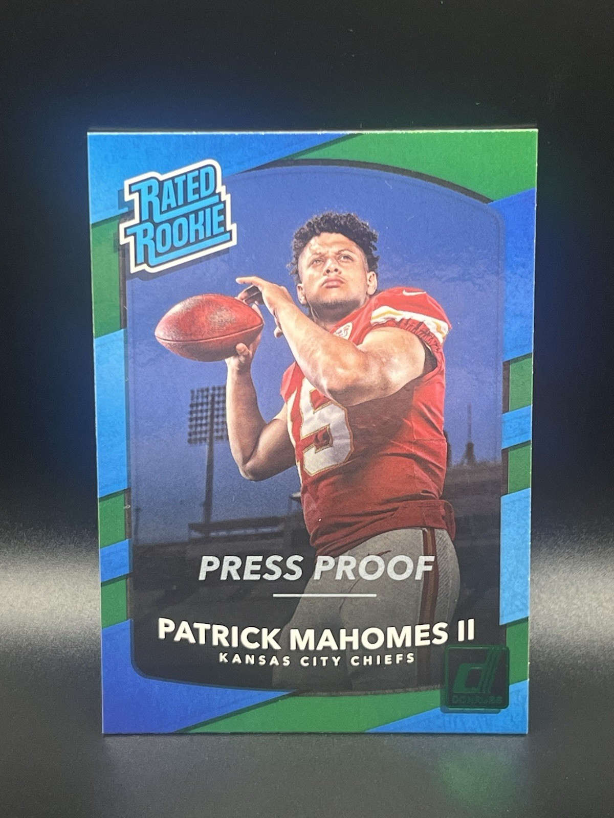 2017 Donruss Patrick Mahomes Rated Rookie Press Proof Green KC Chiefs MVP #327