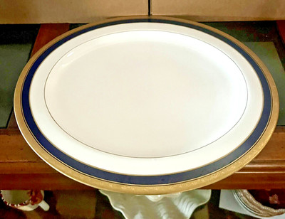 Royal Worcester Davenham Cobalt Serving Platter  14.5'' x 17.25''  Blue Gold