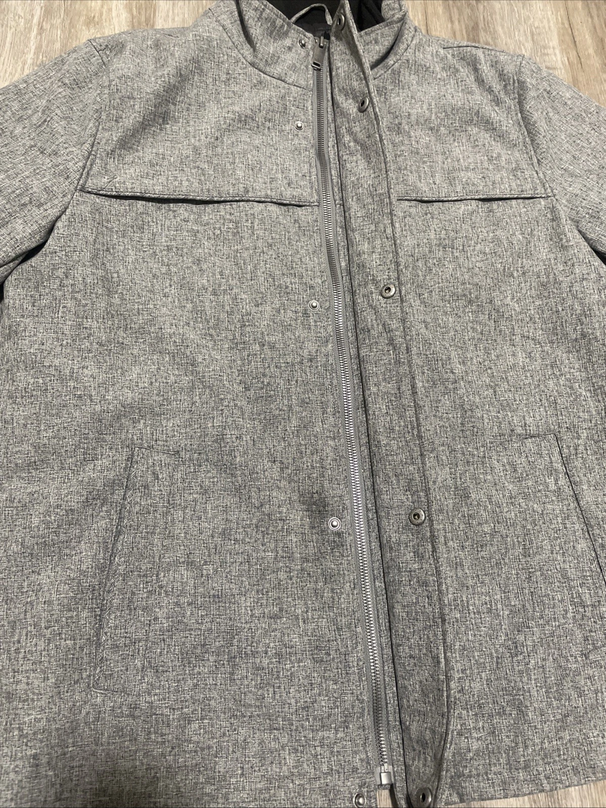 Dockers Mens Large Gray Softshell Jacket Quilted Puffer Lined Full Zip Coat Sz L - product detail image 17