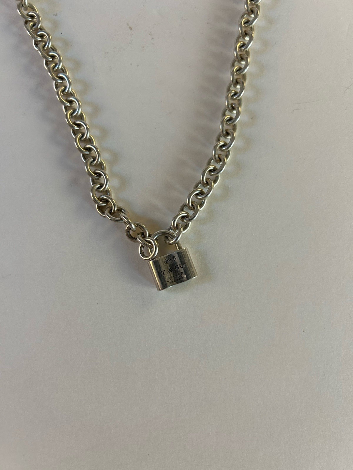 Tiffany & Co Necklace 1837 With Lock Pendant 16 Inch Sterling Silver