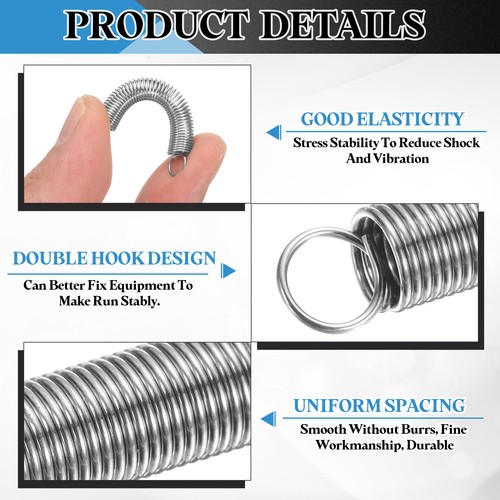 Muelle de extensión, 10 piezas diámetro de cable 0,02", OD 0,24", longitud libre 0,6", plateado - Imagen 4 de 7