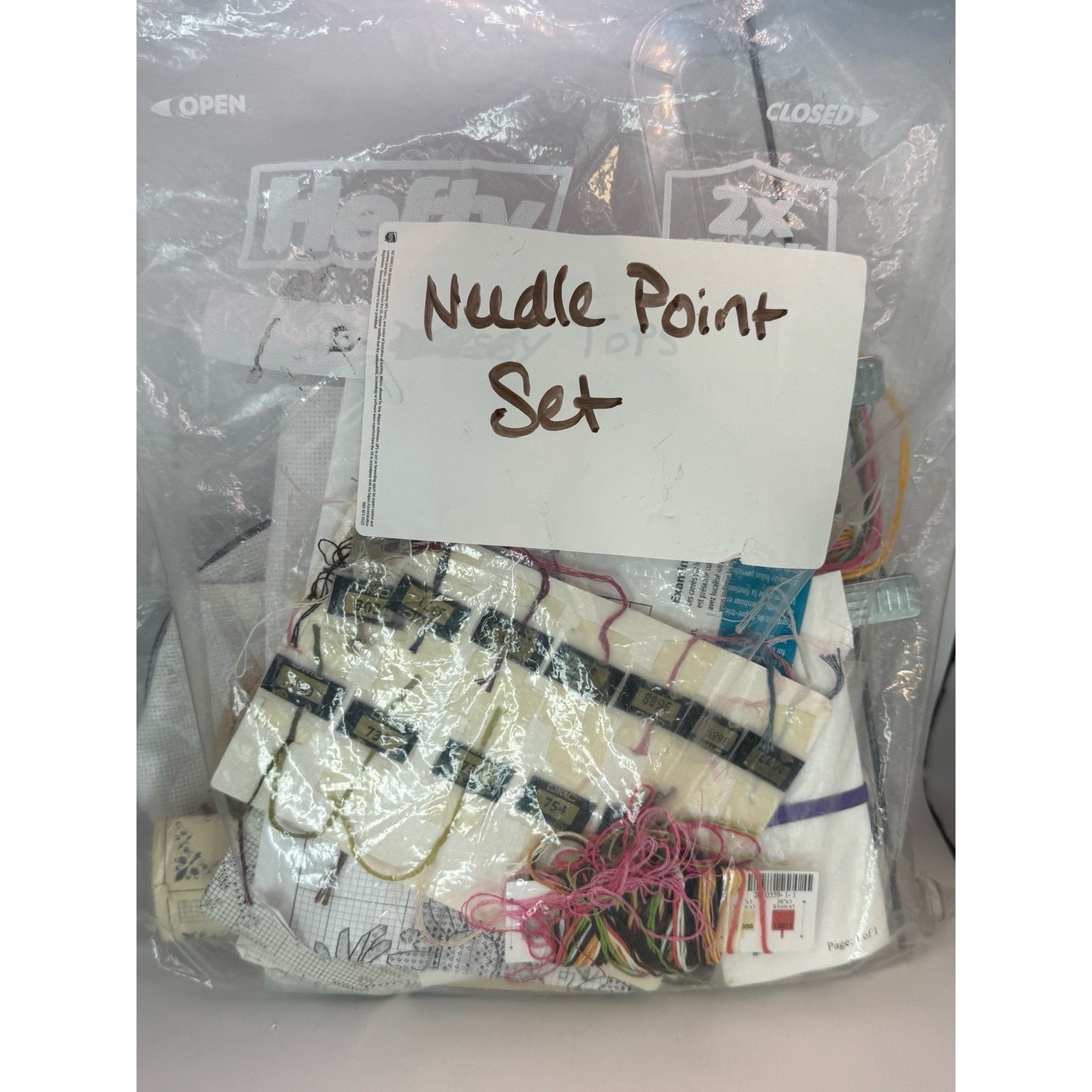 Needlepoint Craft Lot with Yarn, Canvas & Beginner Pattern Books