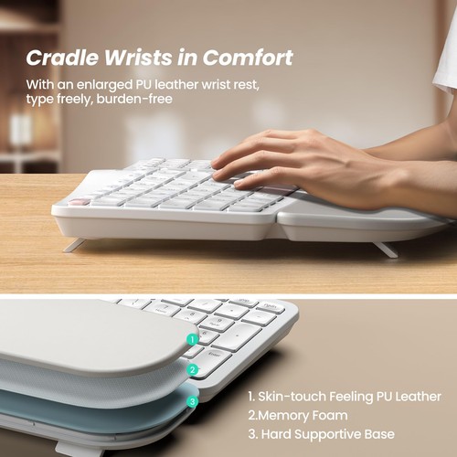 RT05B Wireless Ergonomic Keyboard, Split Keyboard with Cushioned Wrist Rest, ... - Picture 5 of 7