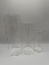 3 Glass Cylinder Hurricane Candle Holders - 6in/8in/10in