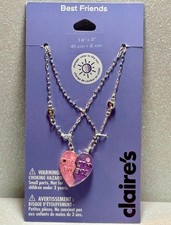 Claire  s Pink and Purple Heart best friend necklaces New