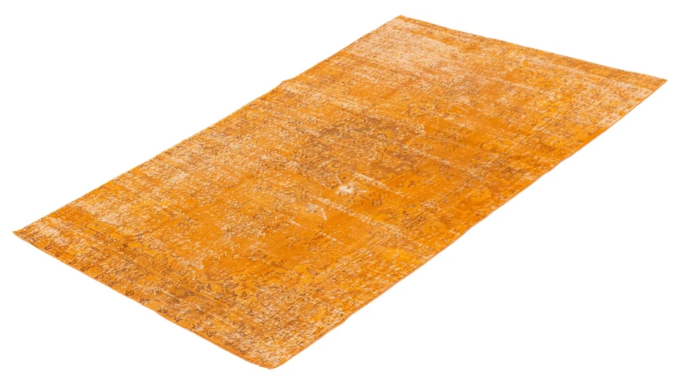 Alfombra de lana oriental anudada a mano vintage naranja tradicional de 3'10" x 6'8" Foto 4 de 4