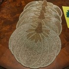 4 Beaded Gold Pumpkin Placemats  Brand New Beautiful Lovely Beading