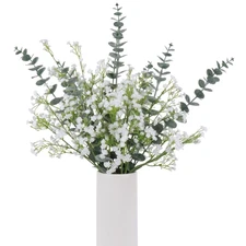 18pcs Babys Breath Artificial Flowers Fake Eucalyptus Leaves Flowers Bouquet ...