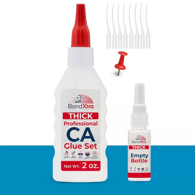 BX2 CA Glue Set 2 Oz. Thick Viscosity, Premium Super Glue Kit, Clear (1 Pack)