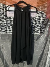 Black White House Black Market Cocktail Dress Size 14 with Beaded Collar