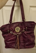 Beautiful purple (plum/oxblood tone) real leather tote handbag.