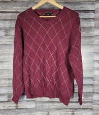 Vintage Consensus Sportswear Knit Burgundy Argyle Pattern Sweater Size L