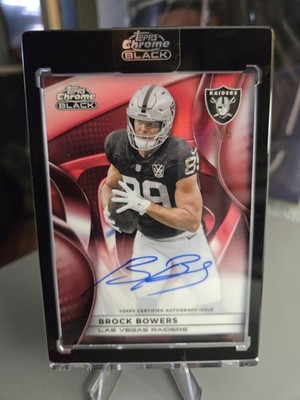 ☠️ Brock Bowers- 2025 Topps Chrome Black 'True Red Auto' #4/5 #Raiders ☠️