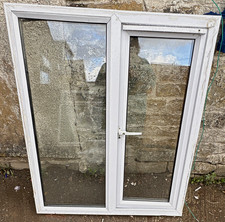 uPVC Casement Window White Frame Textured Double Glazed with Handle