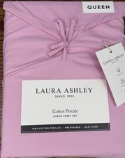 Laura Ashley Queen Mauve Pink 4 Pc 100 Cotton Percale Sheet Set NWT