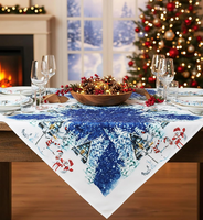 Tischdecke Mitteldecke 85X85 Cm Weihnachtstischdecke Mit Schneemann - Druckmotiv