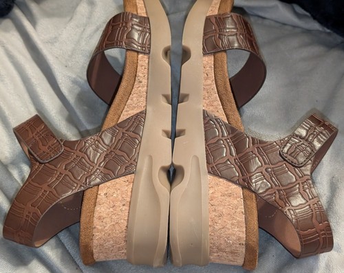 Natural Reflections HIT Brown Wedge Ankle Strap Sandals 7.5 New - Picture 8 of 12