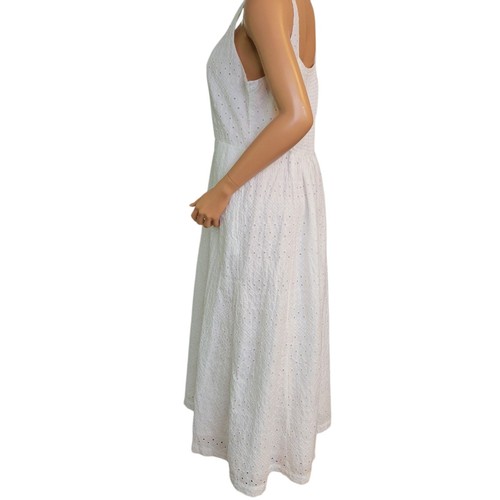 Old Navy Prairie Dress Womens Large White All Over Eyelet Midi Flowy Cam - Picture 2 of 18