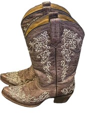 Teen Corral Snip Toe Western Cowgirl Boots Size 3