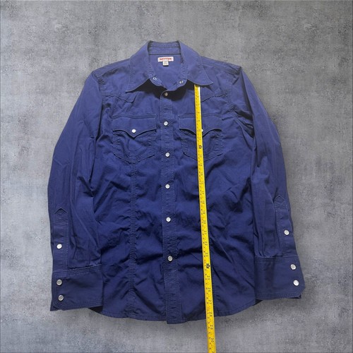 true religion pearl snap shirt adult small blue long sleeve - Picture 3 of 6