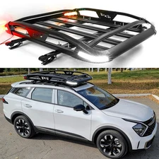 For Kia Sportage Roof Rack Suv Top Cargo Carrier Basket W/ LED Lights +Crossbar