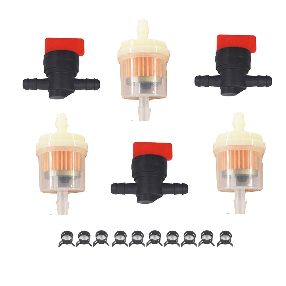 6Kit 1/4" In Line Fuel Gas Filter Shut Cut Off Valve Clamp 494768 697947 698183
