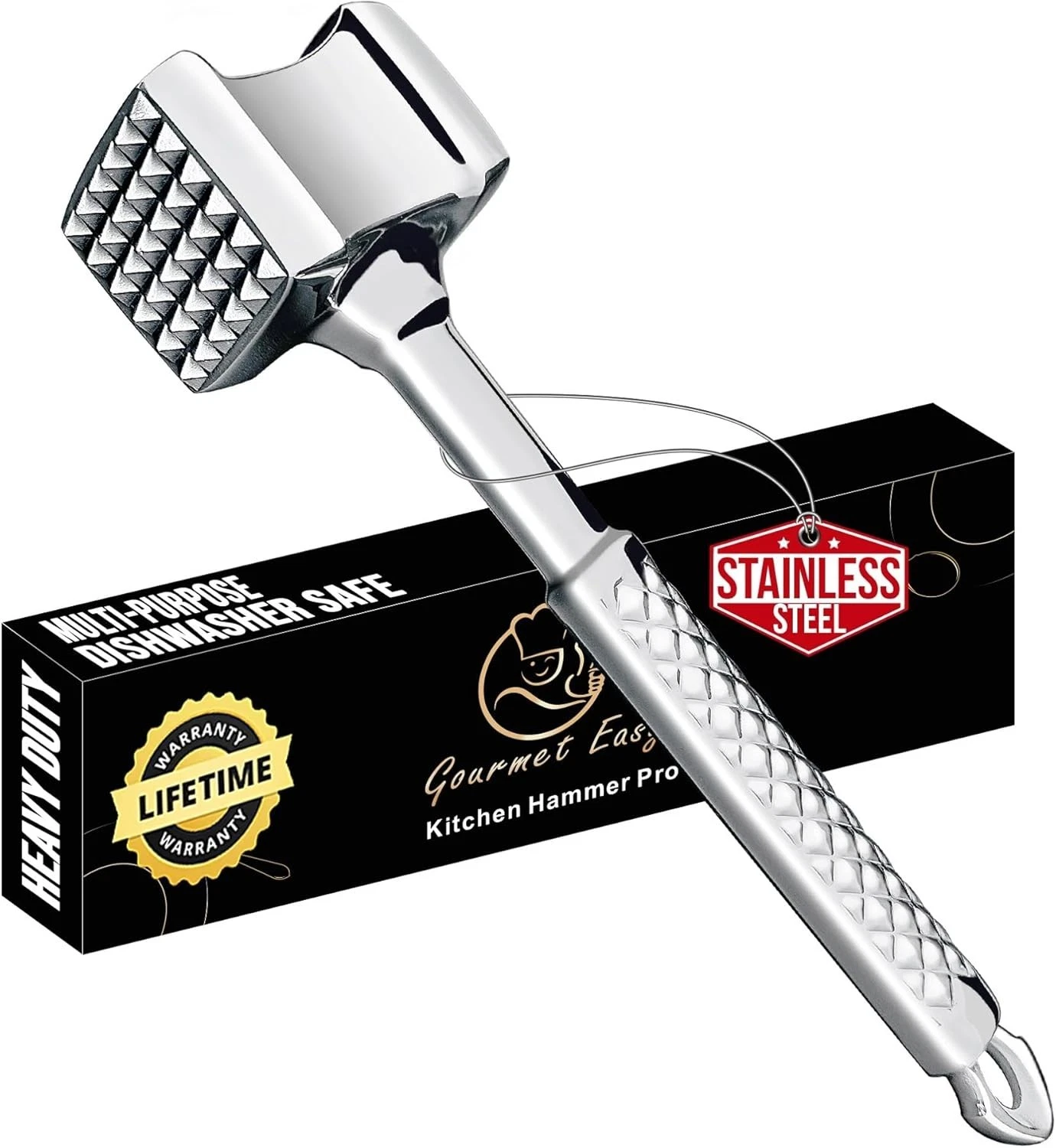Stainless Steel Meat Tenderizer Tool, Premium Meat Mallet with Non-Slip Grip, Du
Opens in a new wind