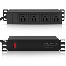 10 Inch Rack PDU 4 Rear Outlets 1020J Surge Protection 15A 1U 6ft Cable Power
