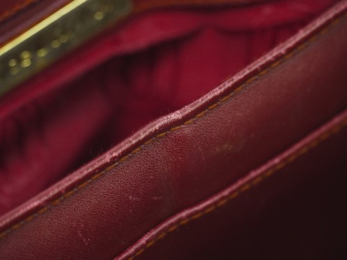 Cartier Must Leather Shoulder Crossbody Bag Bordeaux Gold - Picture 14 of 15