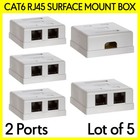 5 Pack RJ45 Surface Mount Box Two Port Cat6 RJ-45 Ethernet Connector Wall Box