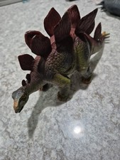 Vintage Stegosaurus Dinosaur 8.5" PVC Plastic Toy Figure 2000 Green  Red Toy