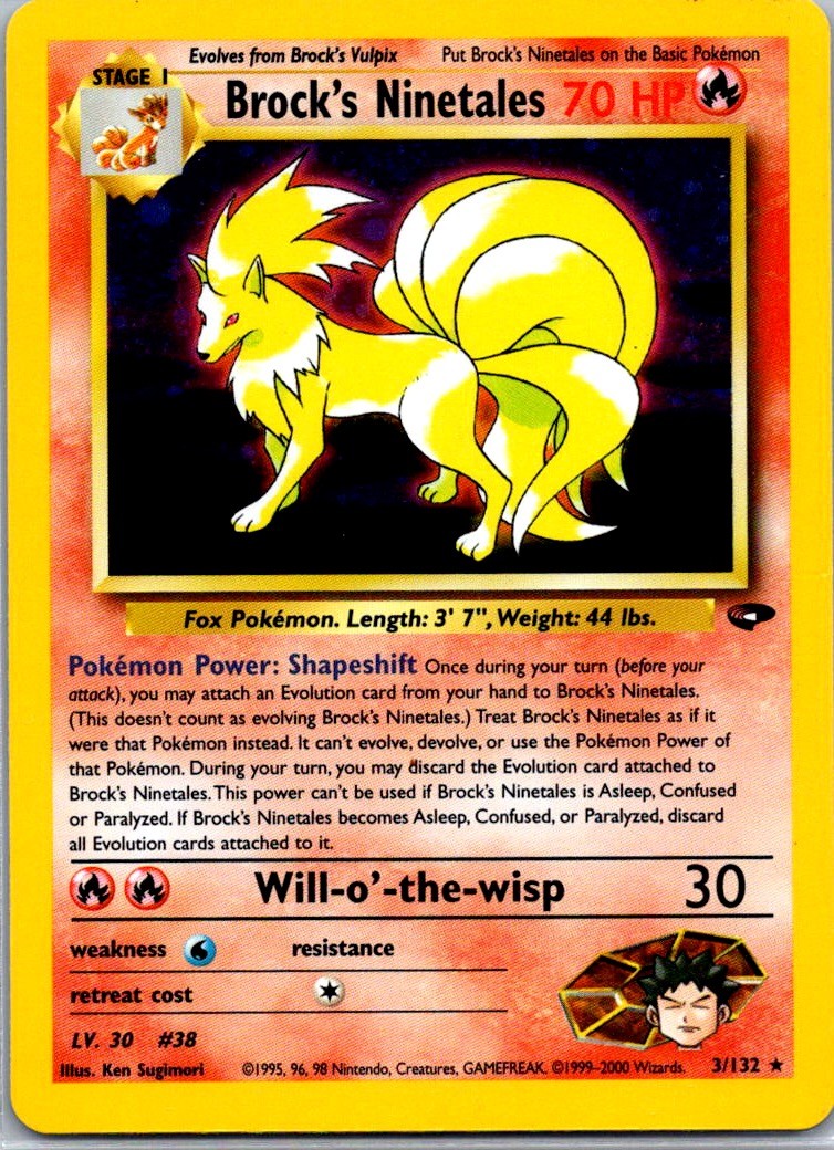 Brock's Ninetales Unlimited Holo Holo Rare Gym Challenge 003/132 NM