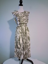 Zebra Animal Print Pleated Midi Dress Size Small