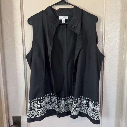 Talbots Embroidered sleeveless collared black shirt size 16 - Picture 3 of 6