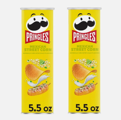 Pringles Mexican Street Corn ELOTE Potato Crisps Chips 5.5 Oz. 2 Cans Limited Ed