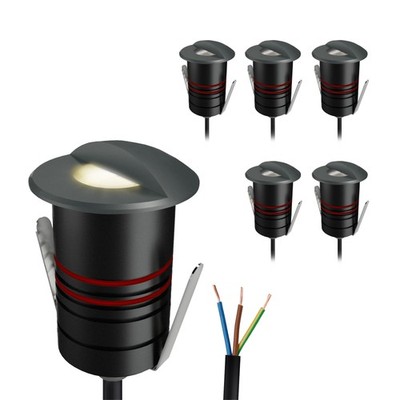 JAVO 6er Set Boden Einbaustrahler Aussen IP67 warmweißes Licht Ø 47mm  dunkel...