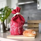 Helen Round Linen Bread Bag - Garden Design - Raspberry