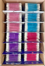 Swisspers hisopos de algodón de doble punta 500 por paquete - Caja de 12, 3 de cada color