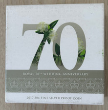 AUSTRALIAN: 2017 50 CENT ROYAL 70TH WEDDING ANNIVERSARY SILVER PROOF COIN #BB13