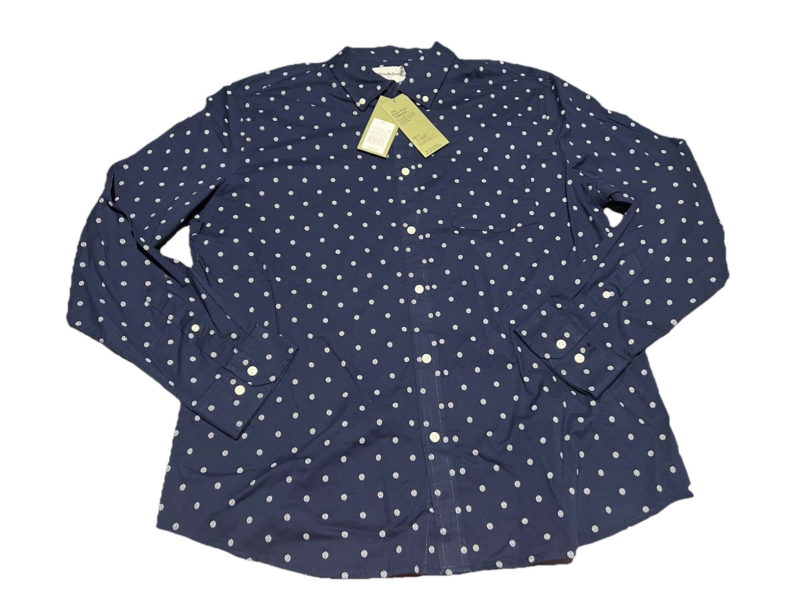 Men's Long Sleeve Button-Down Shirt - Goodfellow & Co XL Navy