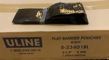Uline Flat Barrier Pouches Black S-23401BL 3x5” 5 Mil 1,000/Carton New Sealed