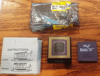 CPU Cooler Strip and Intel 486 DX computer chip k