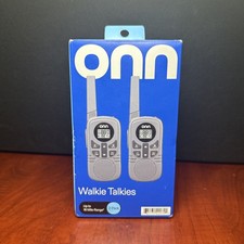 ONN Handheld Two-Way Walkie Talkie Radio Pair Grey 16 Mile Range New 0792 