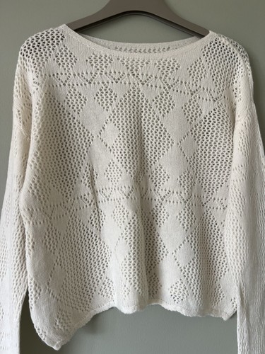 Neuer Strickpullover aus Kaschmirmischung, Brustweite 114 cm, 48 cm, creme, offener Strick, sehr weich - Bild 3 von 12