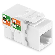 NavePoint 90 Degree Cat5e Keystone Jack, RJ45 Ethernet, Type 110 White, 50-Pack