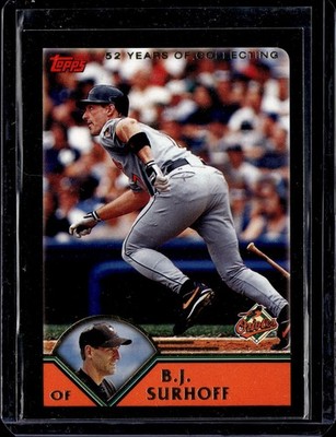 2003 TOPPS BLACK FOIL BORDER PARALLEL #517 B.J. SURHOFF ORIOLES SP FIRST #01/52