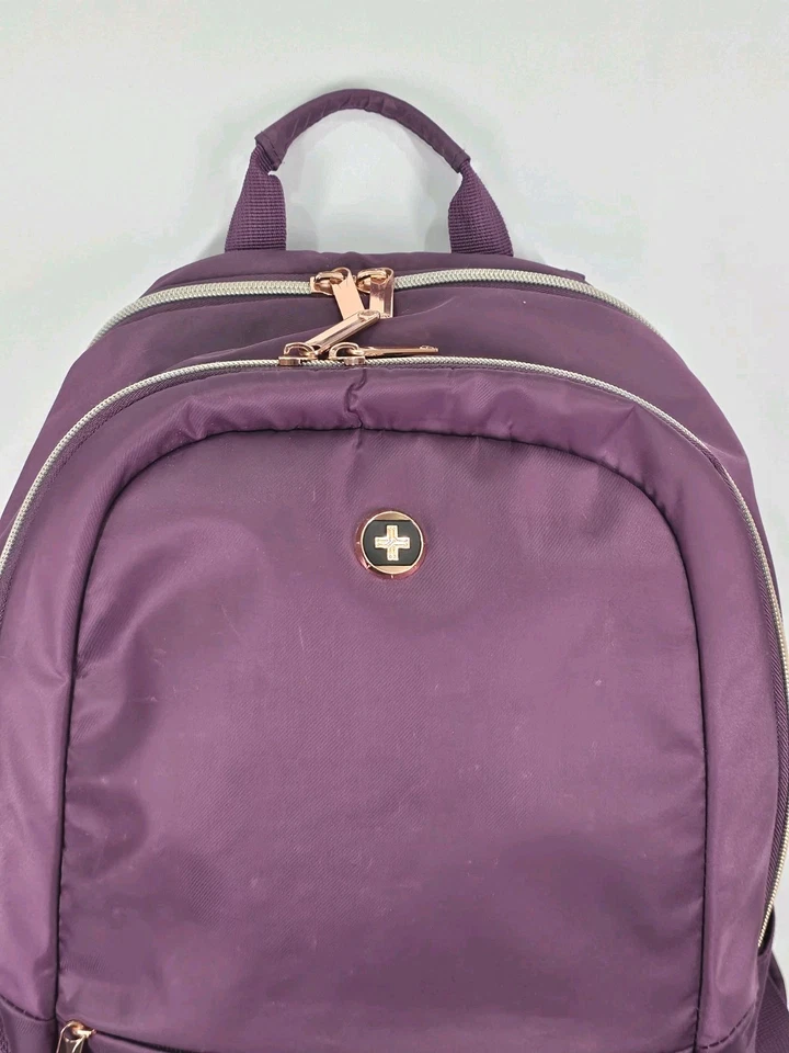 Mochila acolchoada digital suíça roxa/rosa para laptop Remi porta de carregamento USB 7 bolsos - Imagem 2 de 4