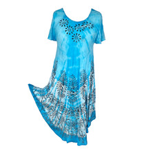New Ladies Paisley Tie Dye A Line Umbrella Tunic Dress Sundress Summer Beach Hol